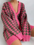 'Morraine' Checkered Long Sleeve Cardigan - Celes Fashion